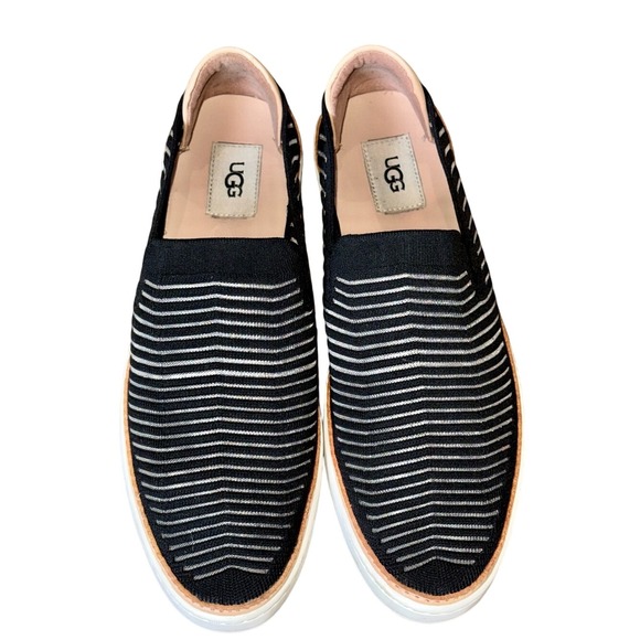 UGG Sammy HyperWeave Stripe Knit Slip-On Sneakers Black Gray | Women\'s 12 main image 9